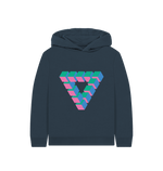 Navy Blue Printed Kids Hoodie Front