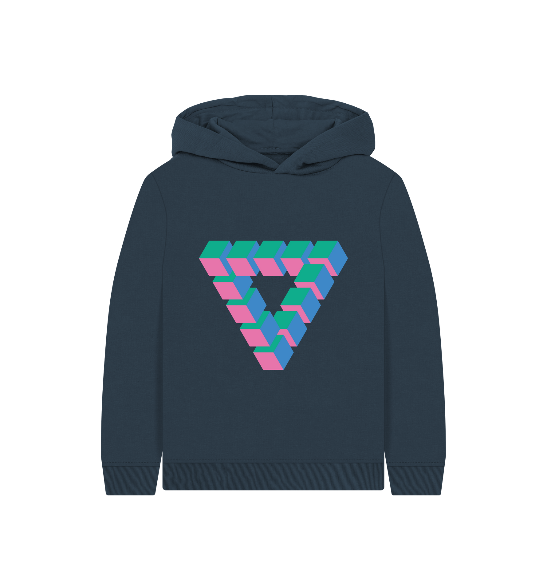 Navy Blue Printed Kids Hoodie Front