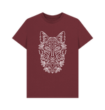 Red Wine Patterned White Fox Tee