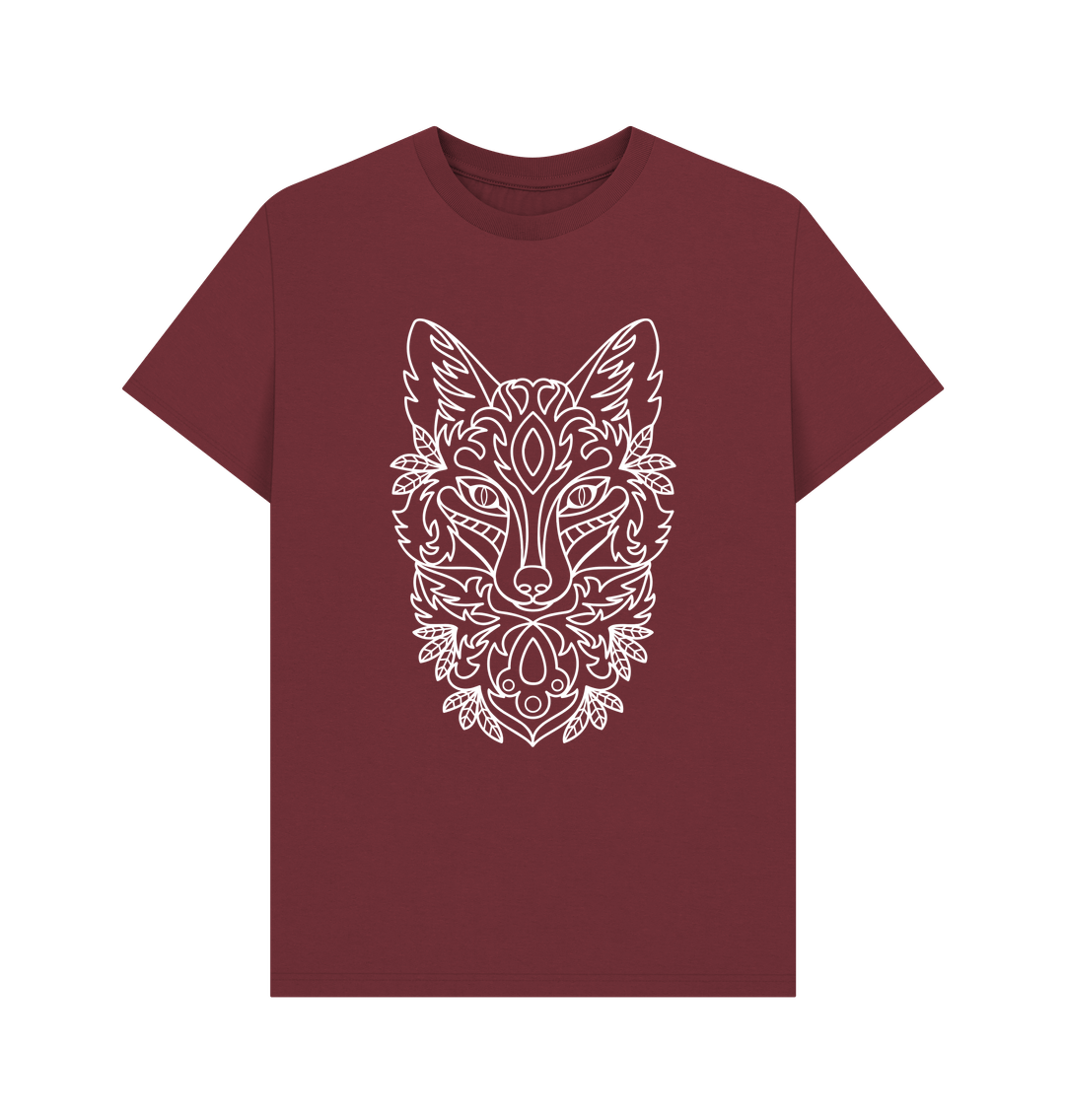 Red Wine Patterned White Fox Tee