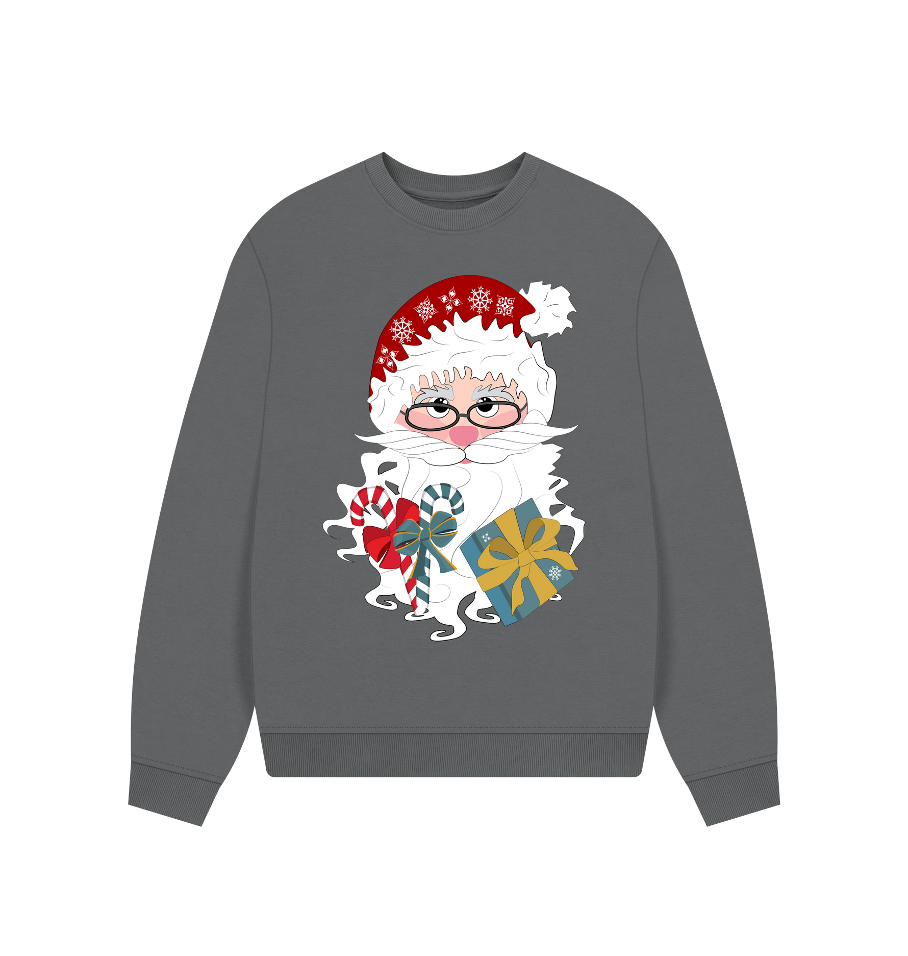 Slate Grey Printed Sweater Front