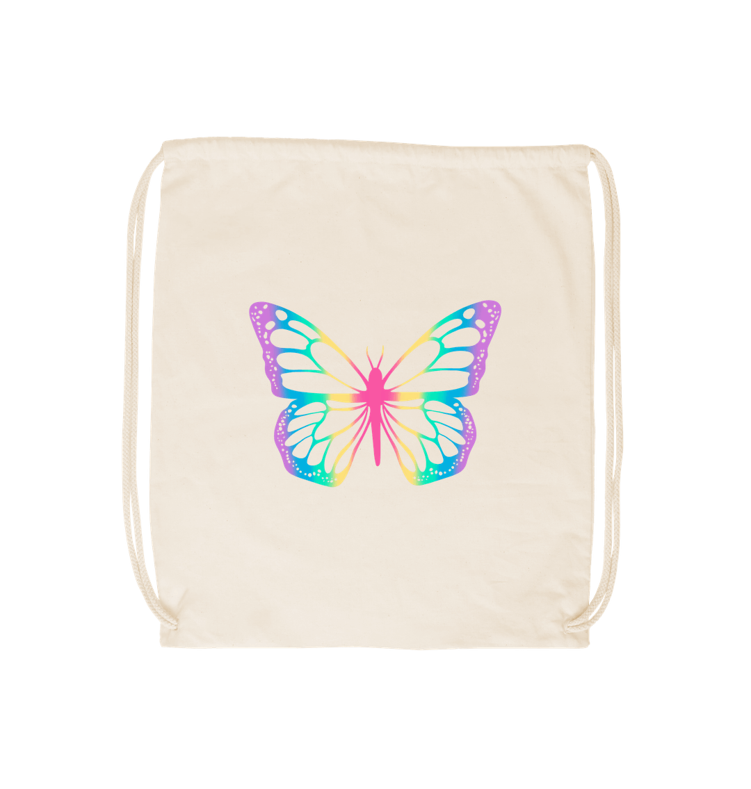 Natural Rainbow Butterfly Drawstring Bag