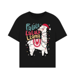 Black Falala Llama Christmas Oversized Tee