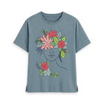 Stone Blue Printed T-shirt Front