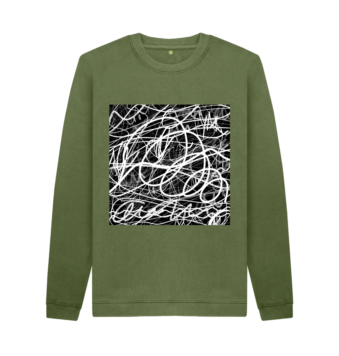 Khaki Printed Sweater Front