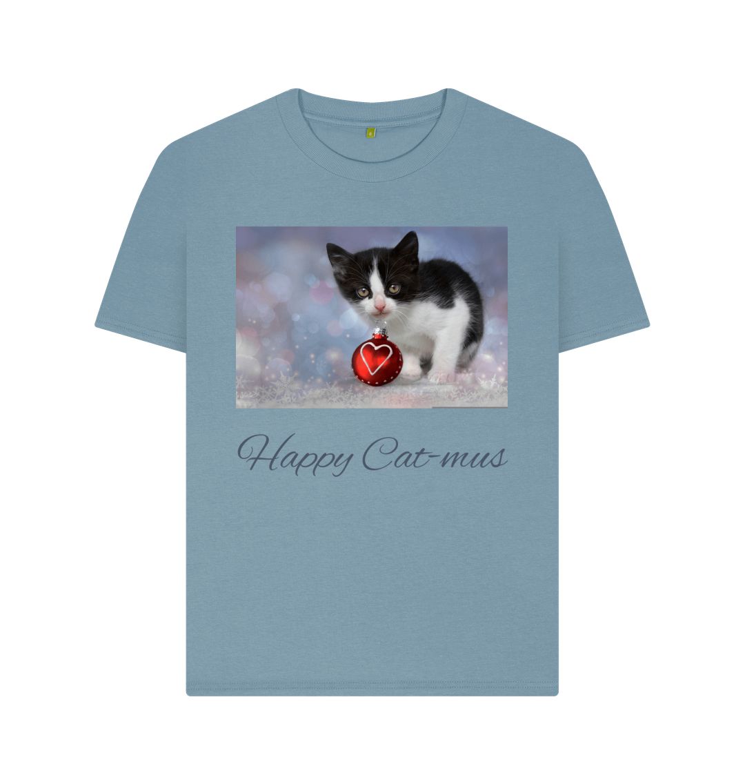 Stone Blue Happy Cat-mus Tee