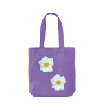 Violet White Flowers Twill Tote Bag