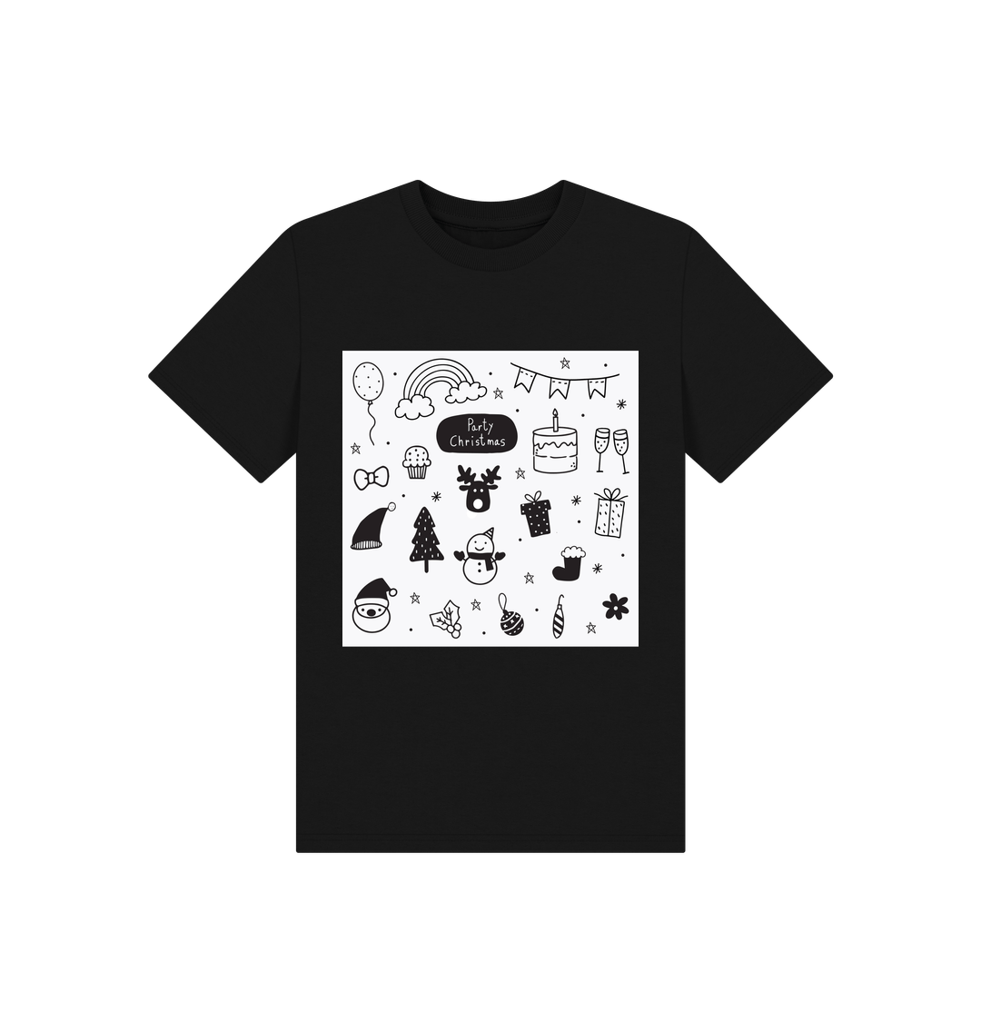 Black Christmas Doodles Tee