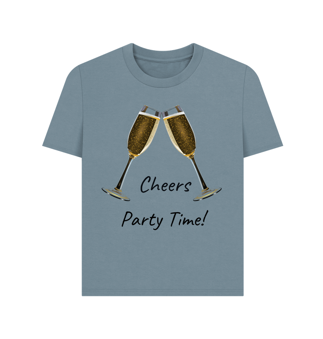 Stone Blue Cheers Christmas Party Time Tee