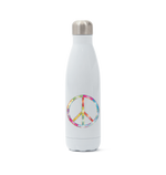 White Stainless Steel Peace Water Bottle