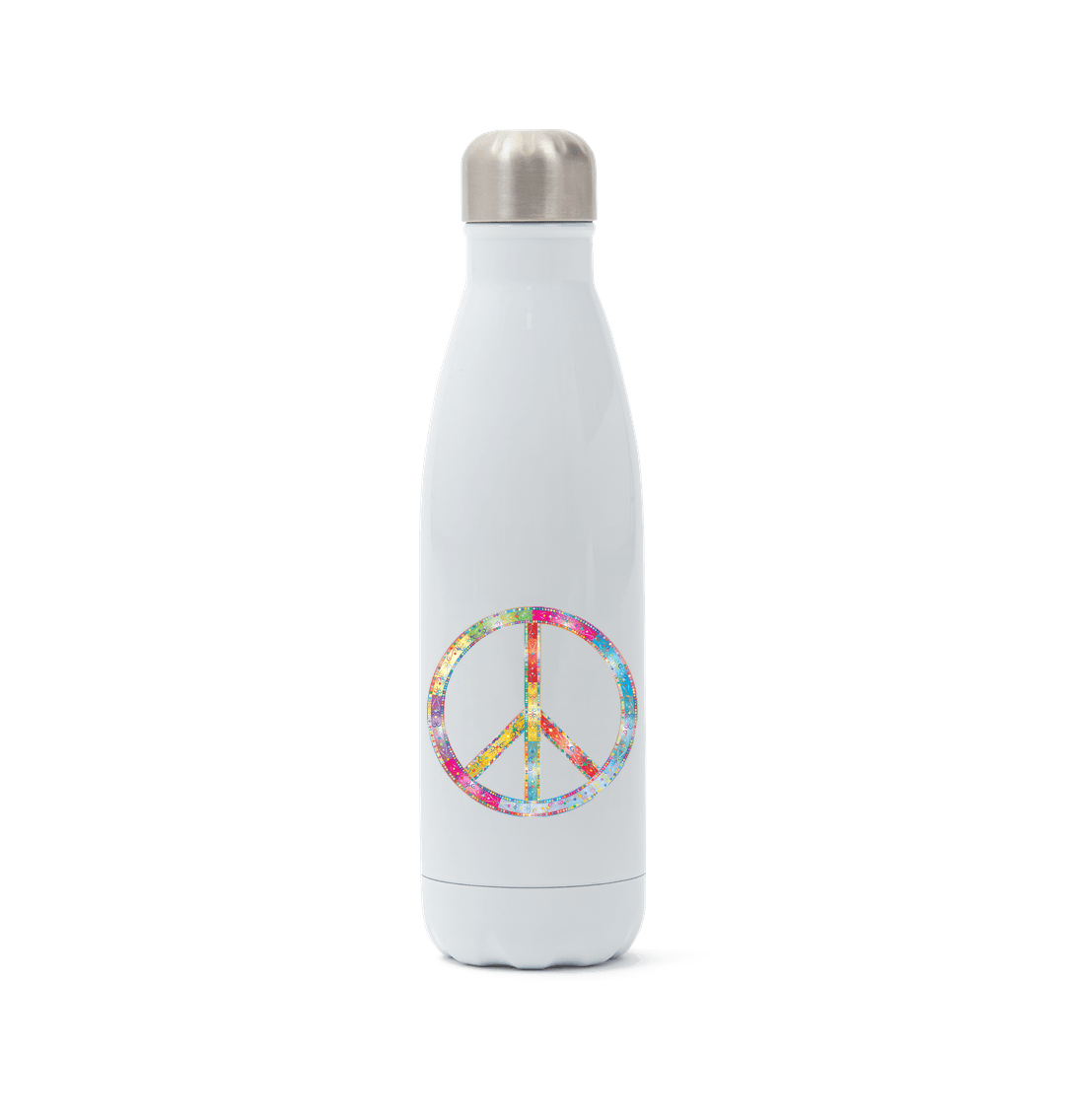 White Stainless Steel Peace Water Bottle