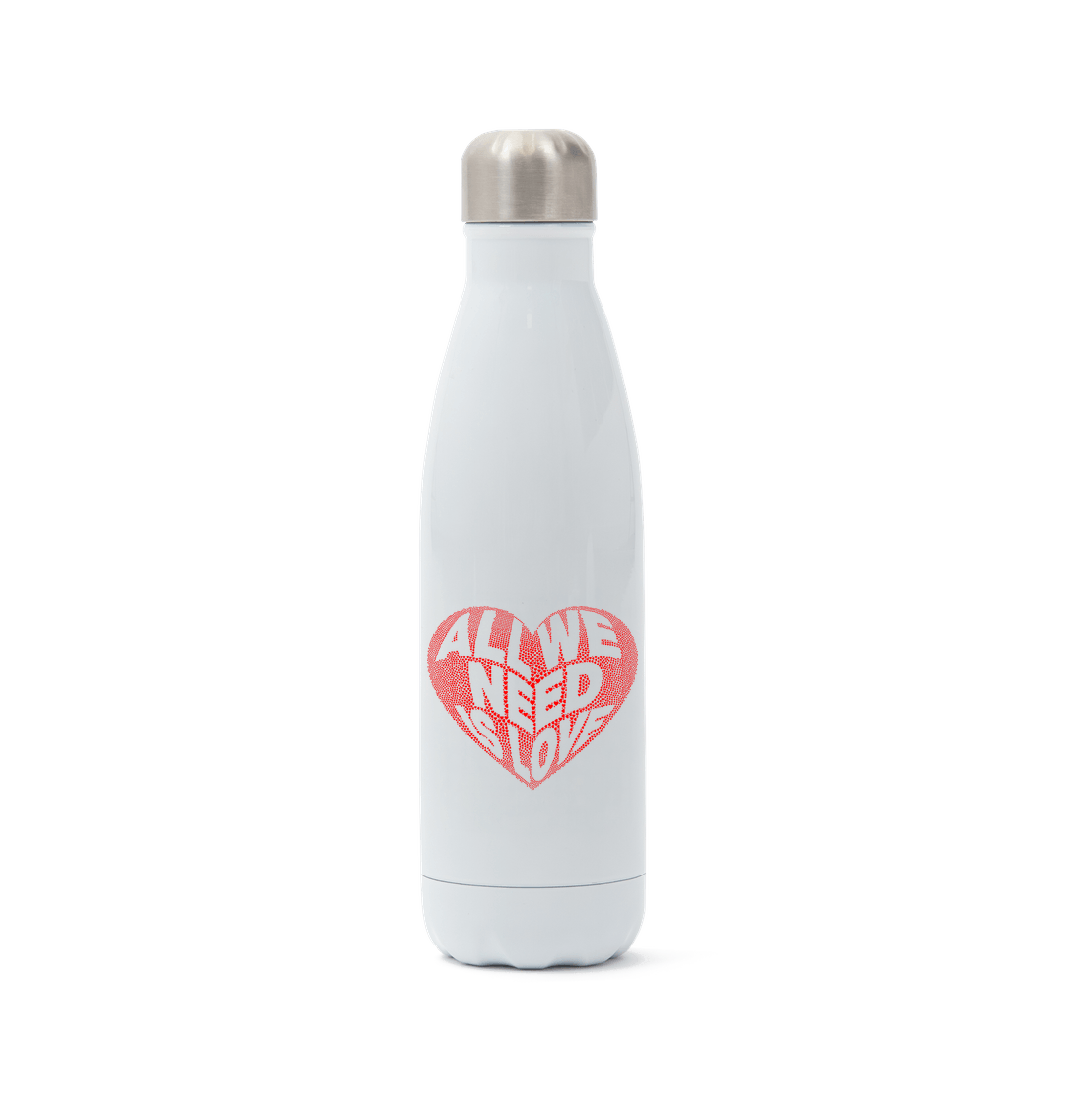 White Stainless Steel All We Need Is Love Water Bottle