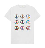 White Colourful Peace Tee