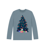 Stone Blue Christmas Tree Long Sleeves Top