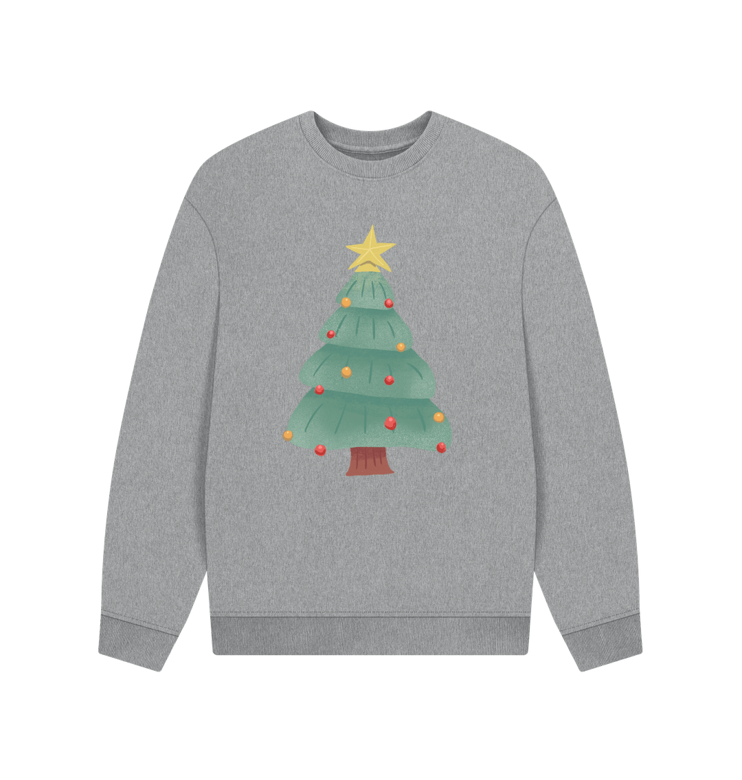 Athletic Grey Christmas Tree Oversized Jumper