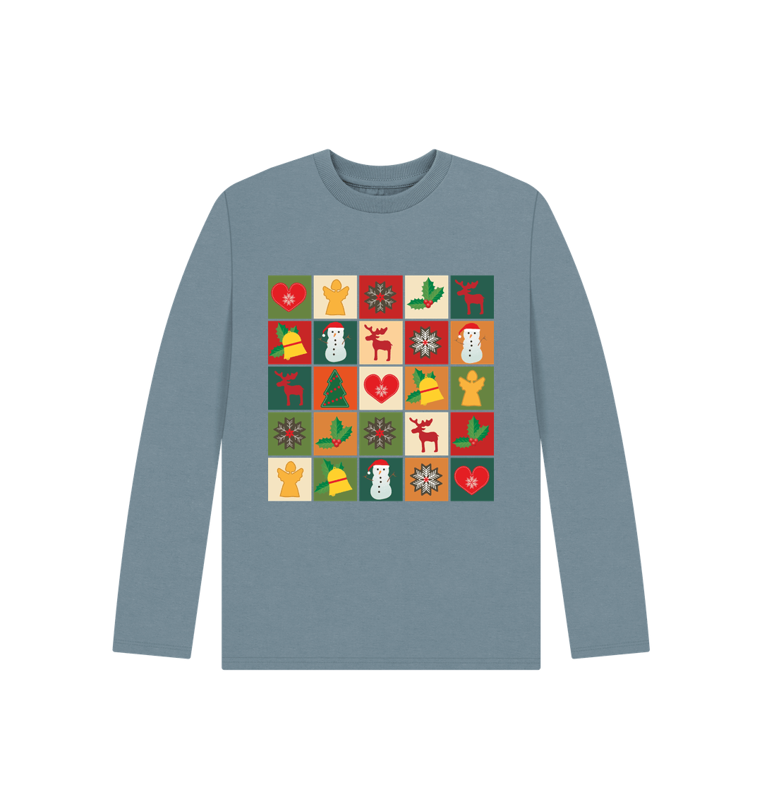 Stone Blue Christmas Long Sleeves Tee