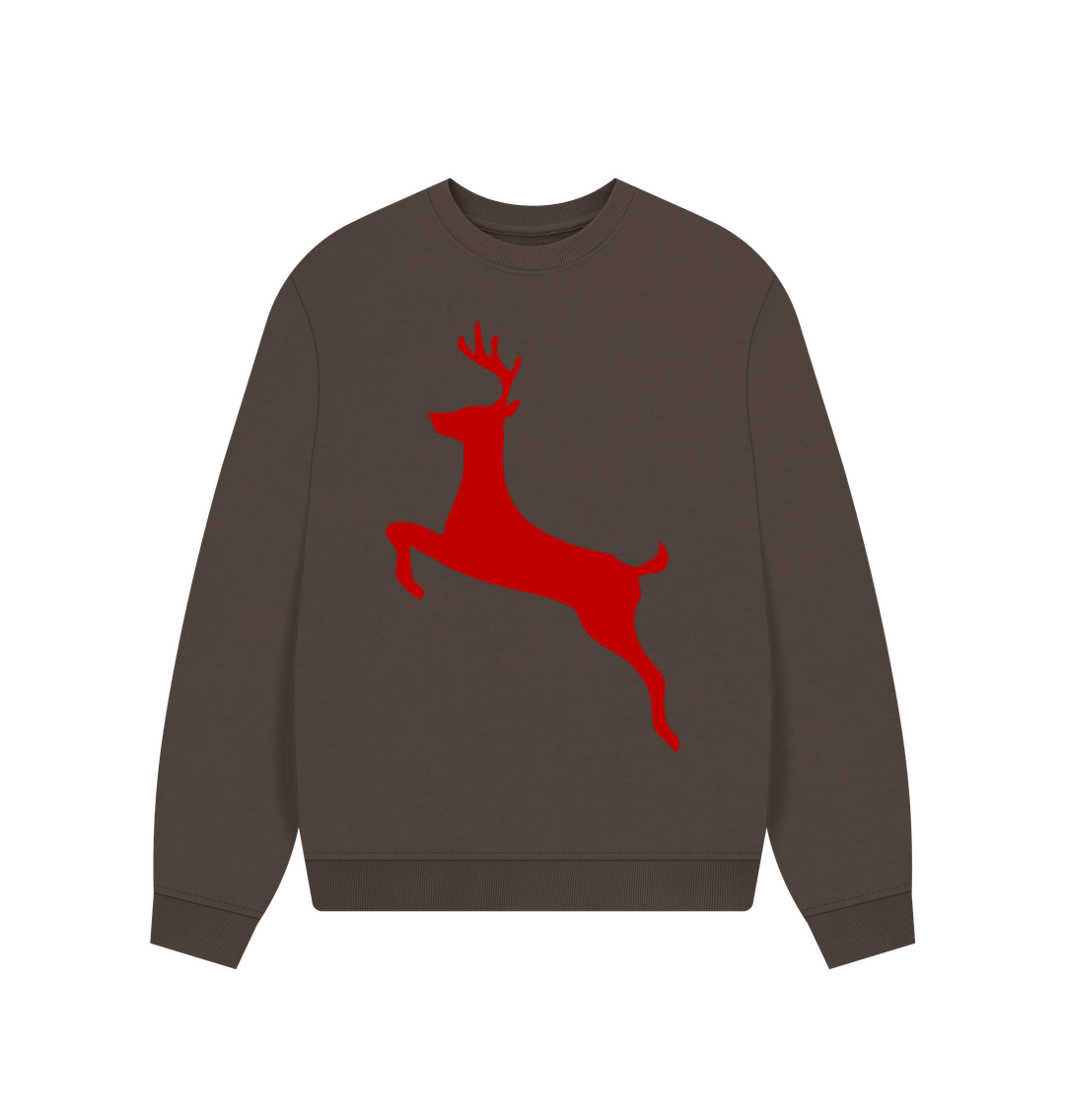 Chocolate Red Reindeer Christmas Oversized Jumper