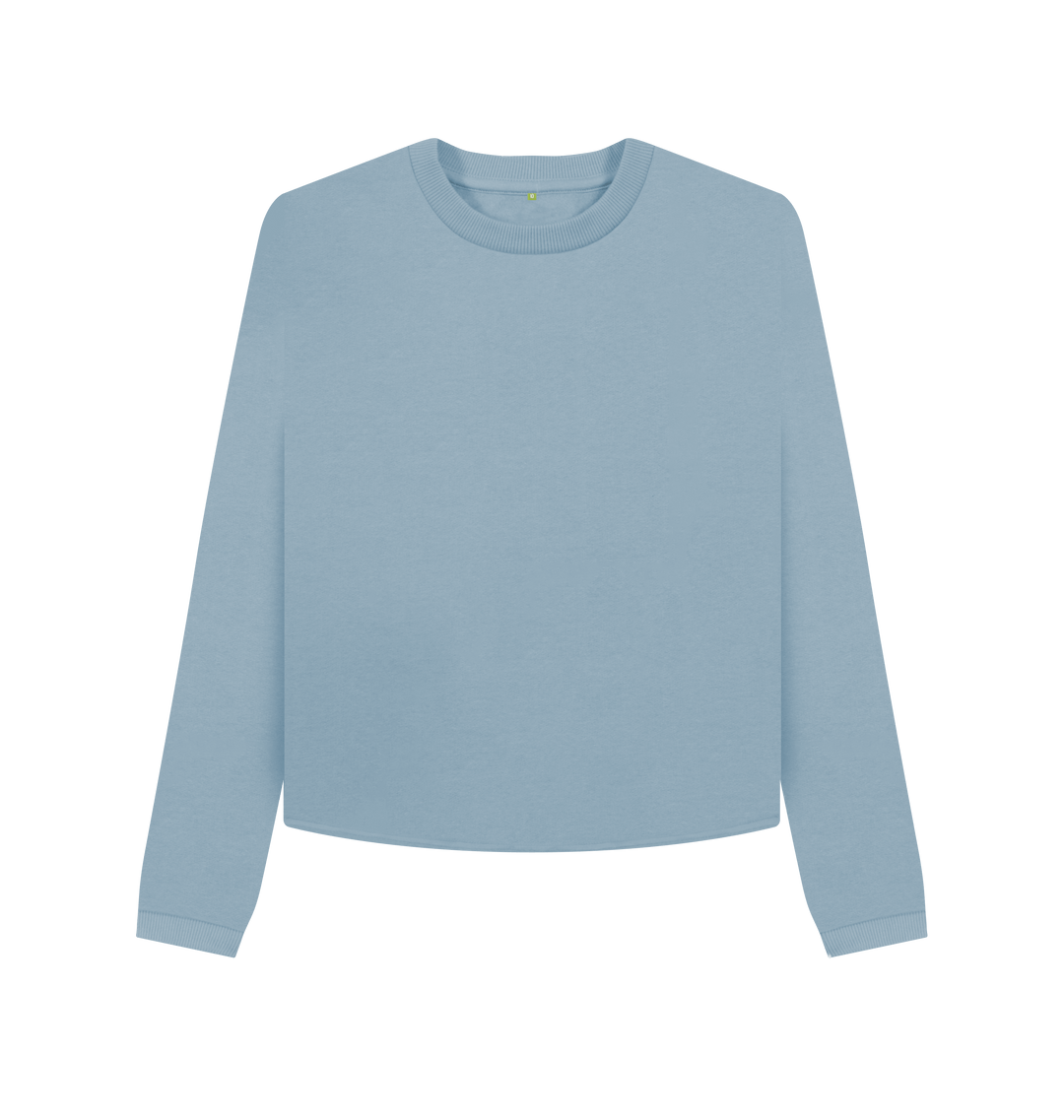 Stone Blue Printed Boxy Jumpers Front