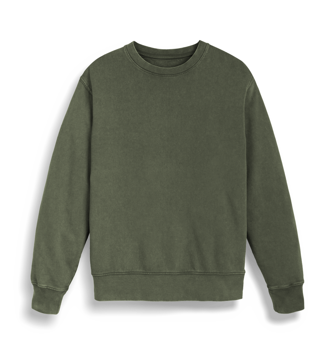 Garment Dyed Khaki Plain Unisex Matcher Vintage Sweatshirt