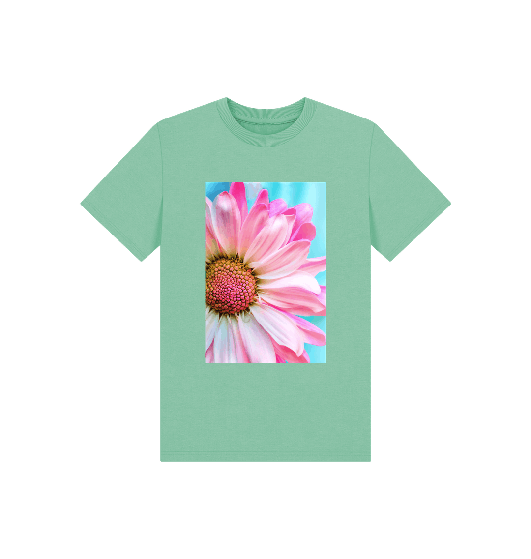 Elegant pink flower tee featuring vibrant floral design, perfect for stylish spring and summer outfits.