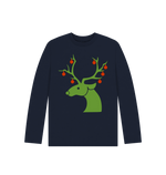 Navy Blue Christmas Baubles Reindeer Long Sleeves Tee