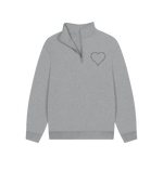 Athletic Grey Uinsex Heart Quarter Zip Sweatshirt