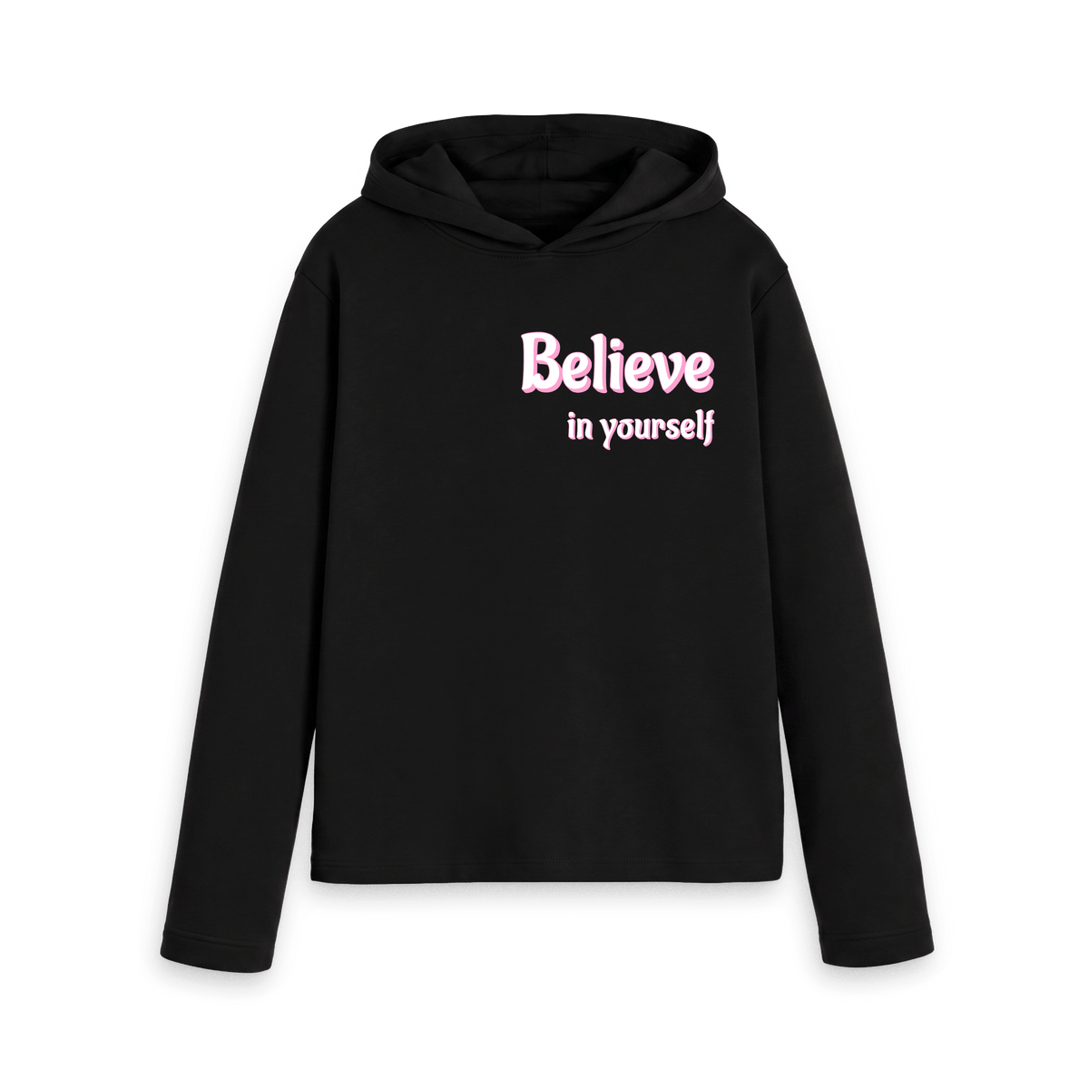 Black Printed Hoody Front