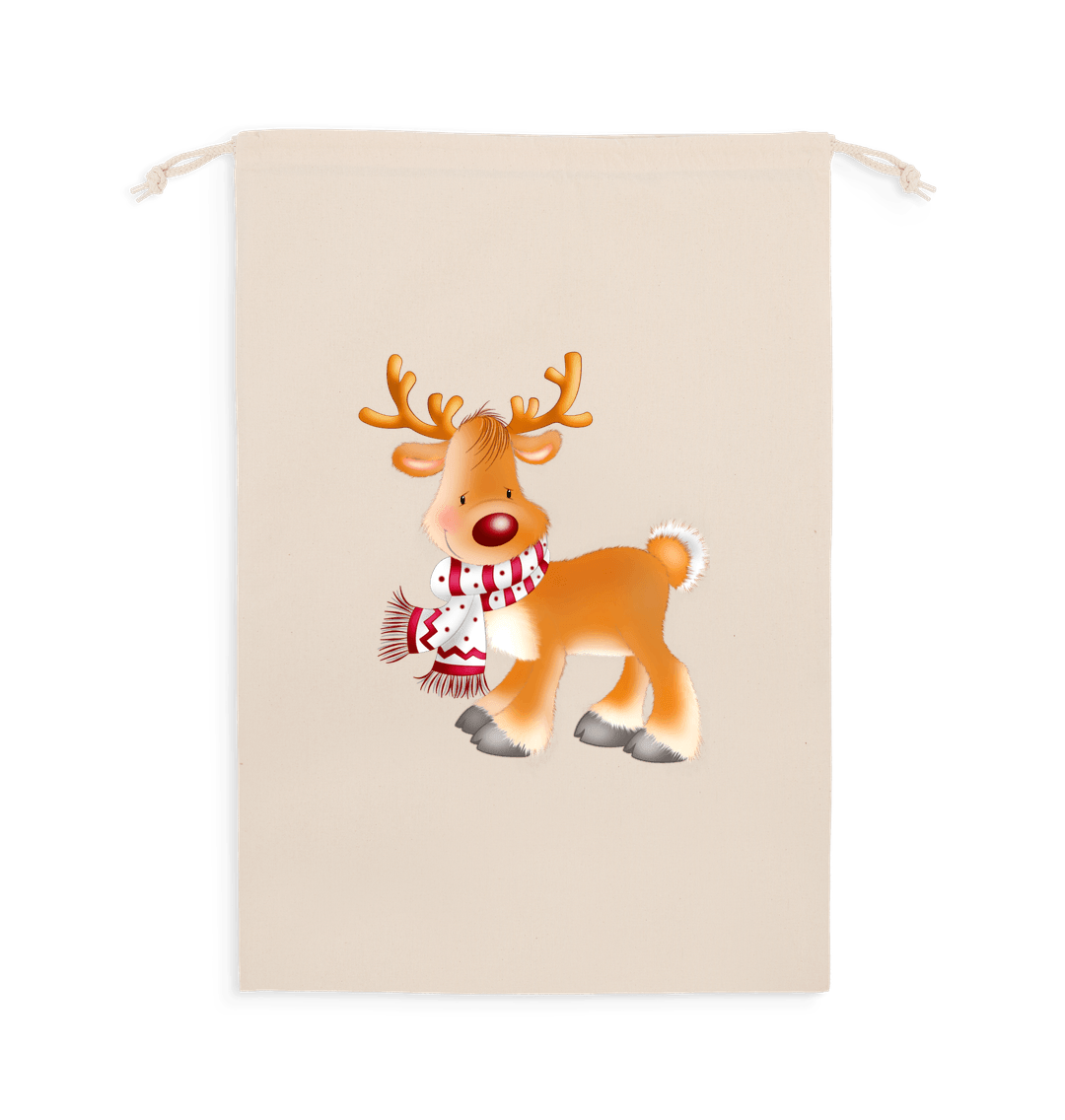 Natural Reindeer Christmas Presents Sack