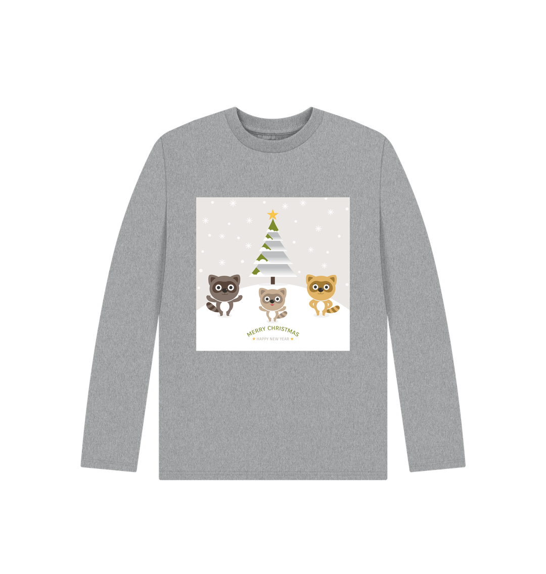 Athletic Grey Adorable Christmas Long Sleeves Tee