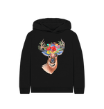 Black Stag And Flowers Hoodie