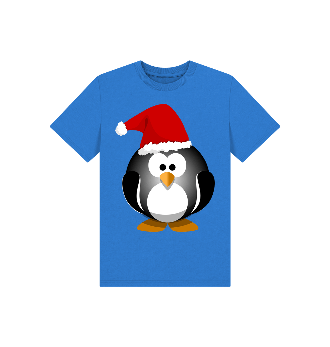 Bright Blue Christmas Fun Penguin Tee