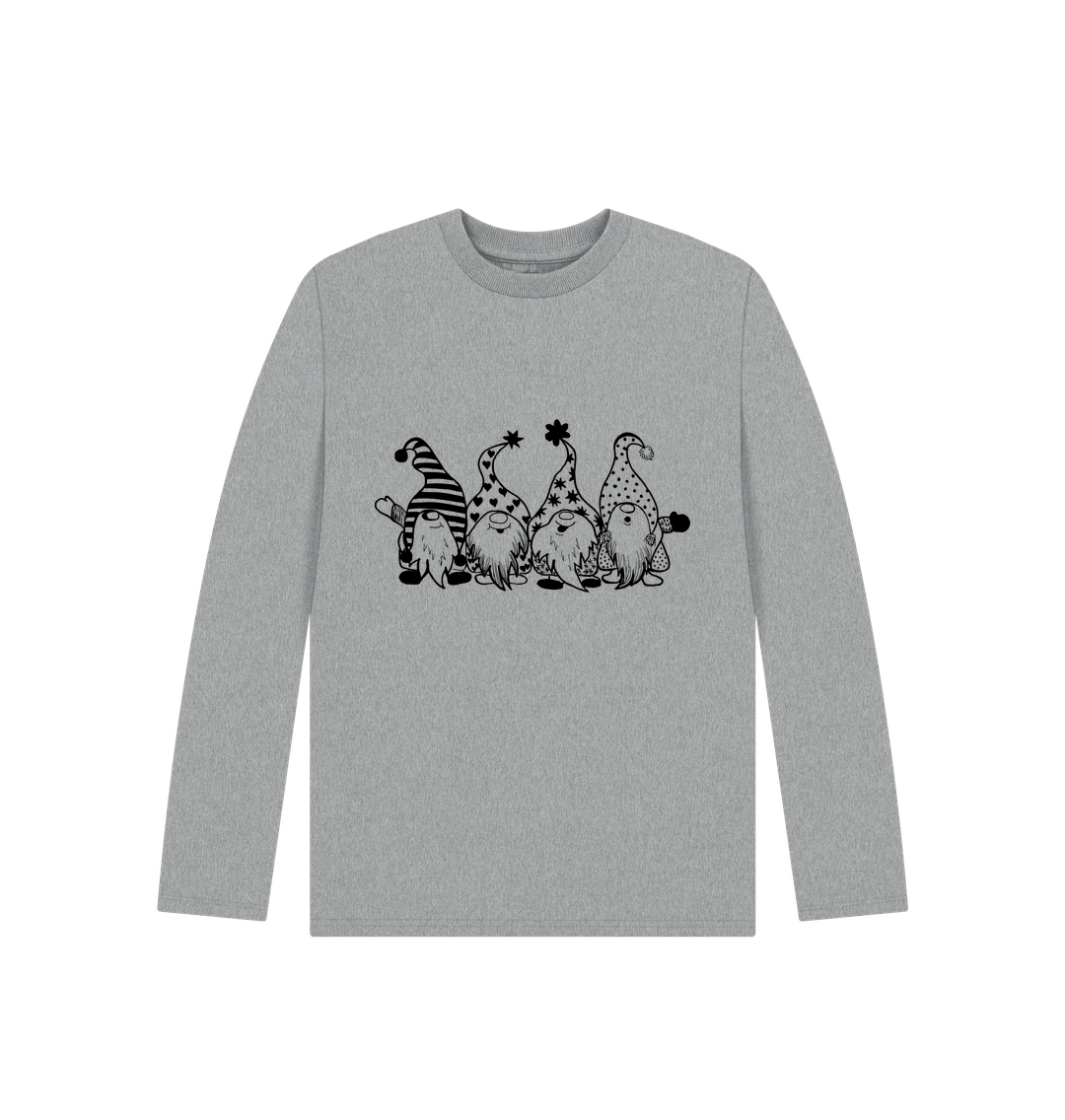 Athletic Grey Christmas Gnome Long Sleeves Tee