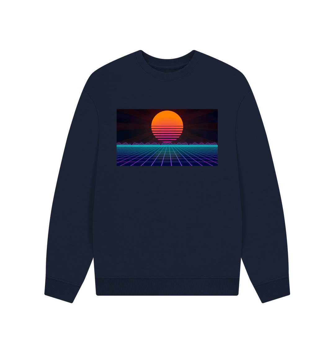 Navy Blue Oversized Sunset Sweatshirt