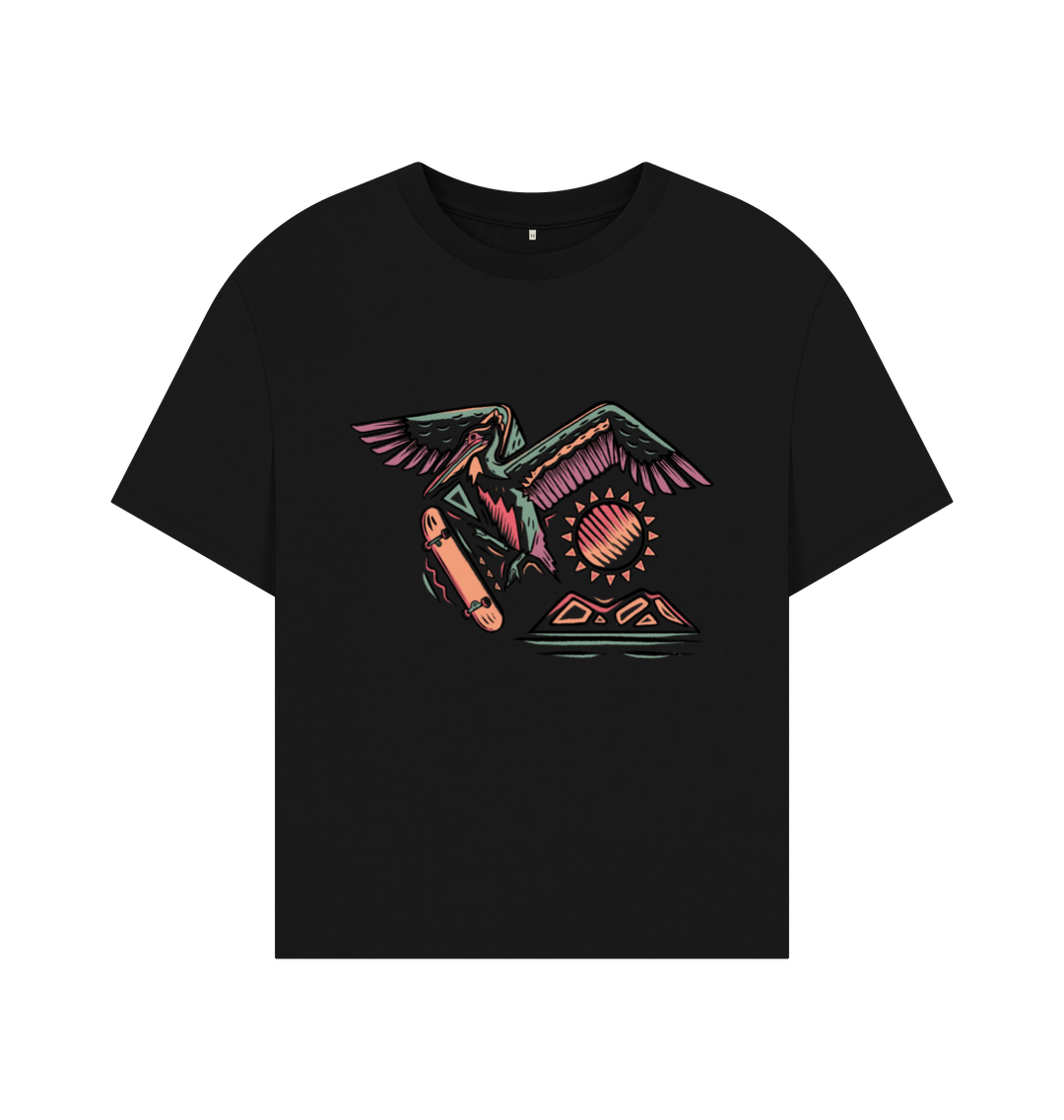 Black Sunset Seagull Oversized Tee