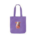 Violet Cute Pig Twill Tote Bag