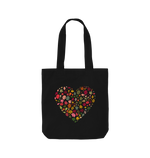 Black Autumn Leaves Heart Tote