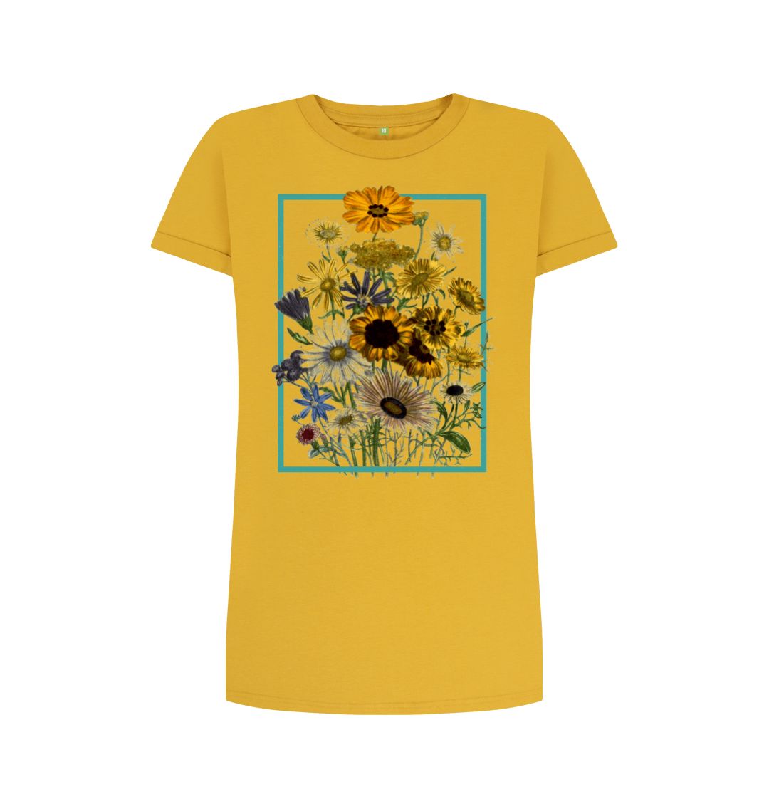 Mustard Wild Flowers Tee Dress