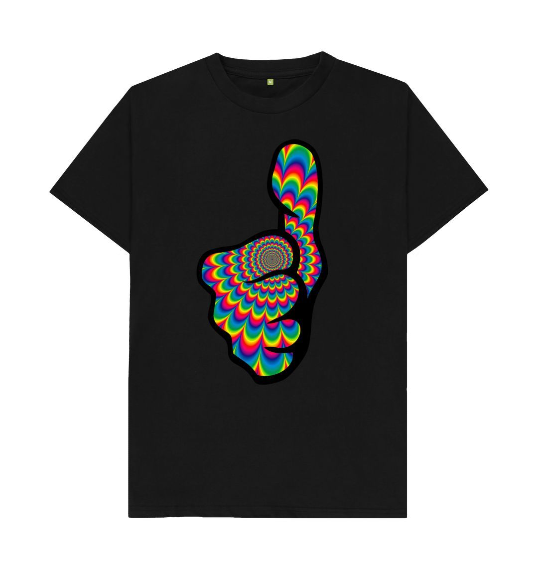 Black Pyschadelic Thumbs Up Tee