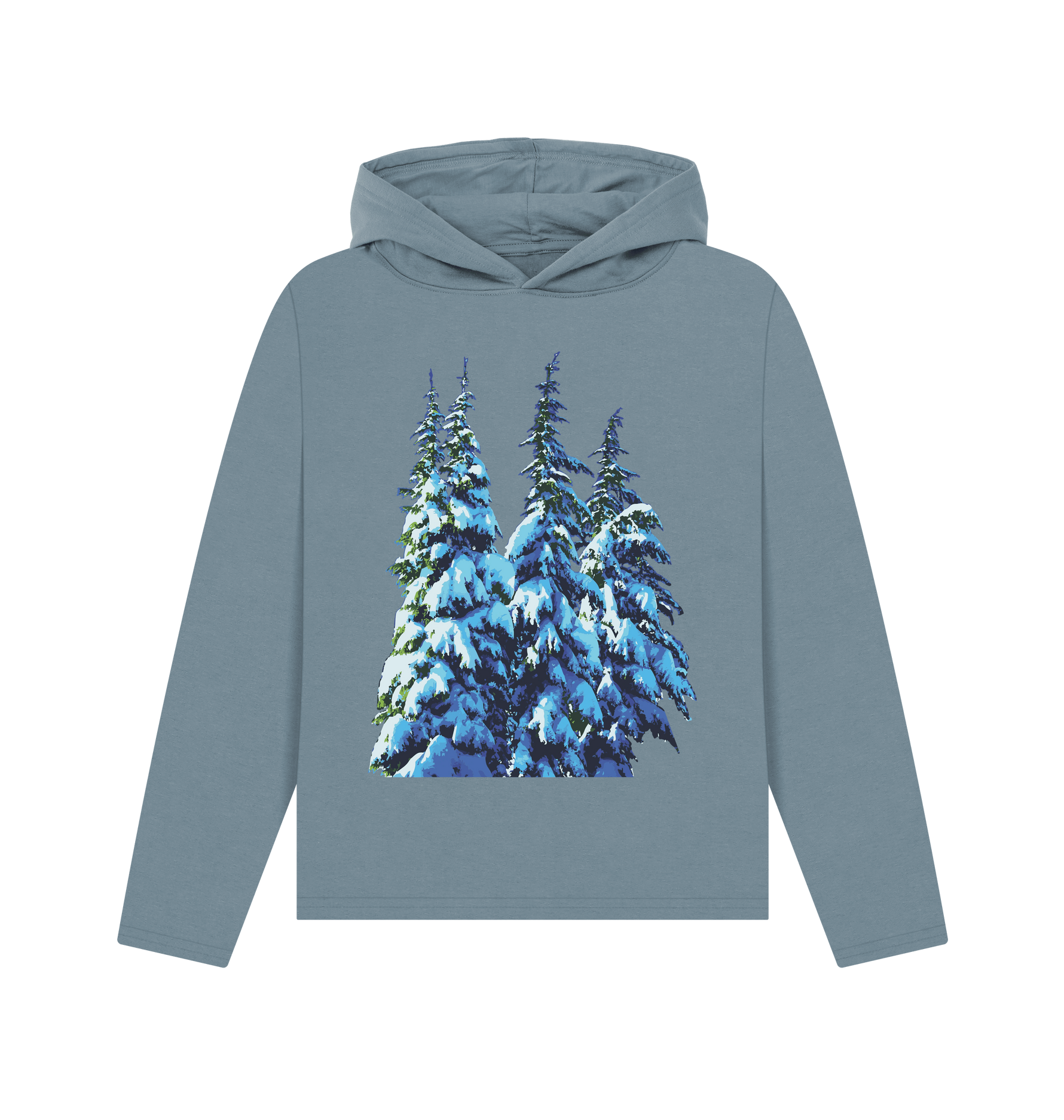 Stone Blue Printed Hoody Front