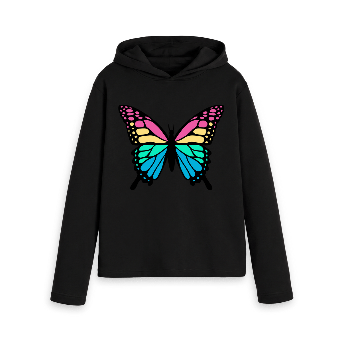Black Printed Hoody Front
