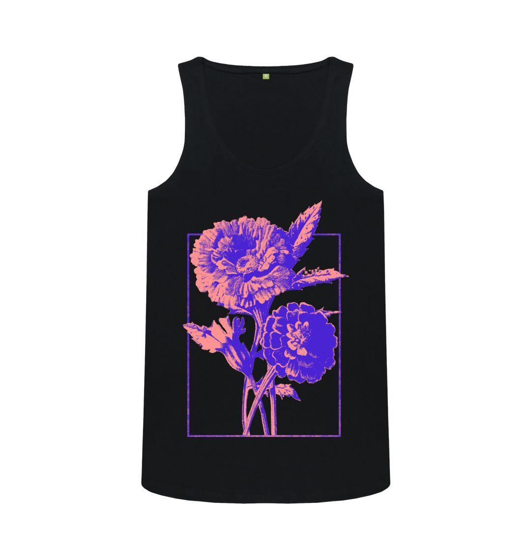 Black Wild Flowers Vest Top