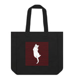 Black Cute White Cat Shopper Tote