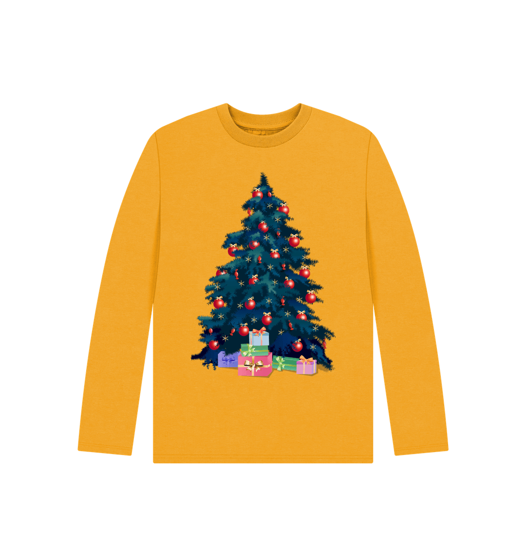 Mustard Christmas Tree Long Sleeves Top