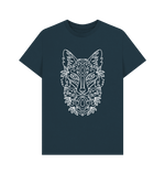 Denim Blue Patterned White Fox Tee