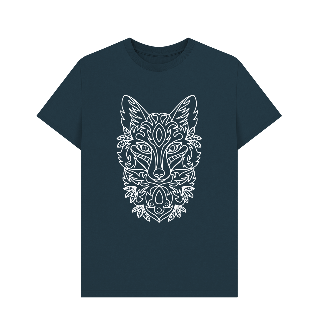 Denim Blue Patterned White Fox Tee