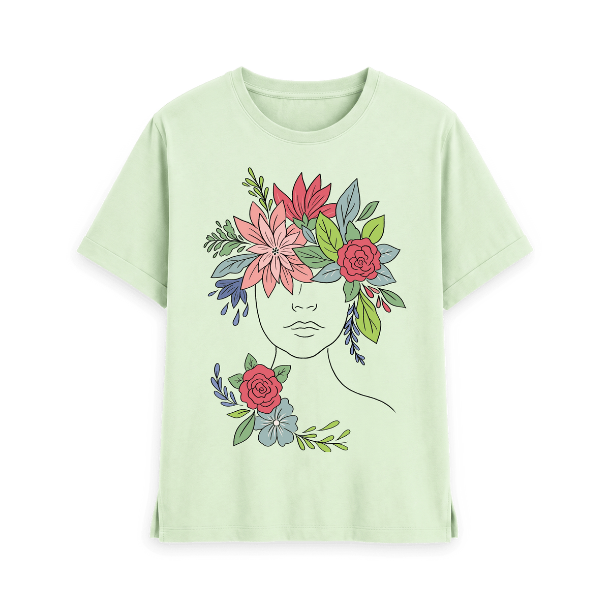 Pastel Green Printed T-shirt Front