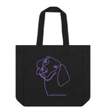 Black Purple Dog Shopper Tote