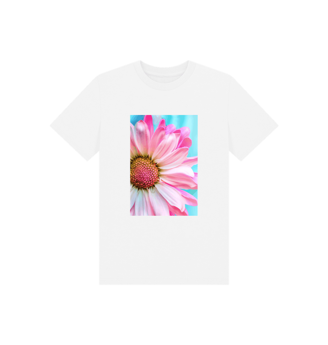 Elegant pink flower tee featuring vibrant floral design, perfect for stylish spring and summer outfits.