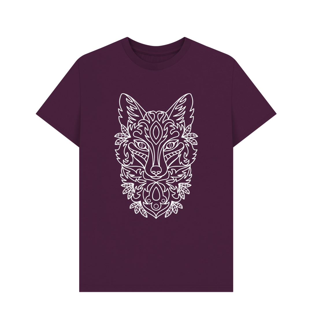 Purple Patterned White Fox Tee