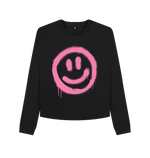Black Printed Boxy Jumpers Front
